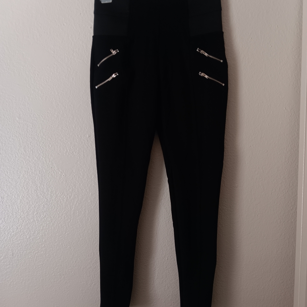 Forever 21 Black Pants with Silver Zippers